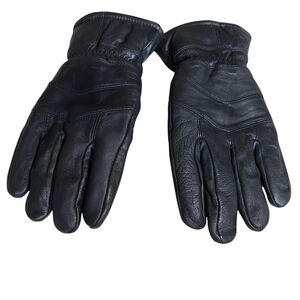 Men's Durable Black Leather Fleece Lined Gloves Large